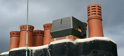 roof with chimneys